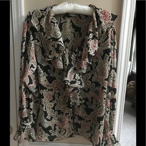 The Limited Paisley Ruffle Blouse